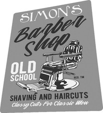PERSONALISED Retro Vintage Barber Shop Metal Wall Sign Gift Present Haircut