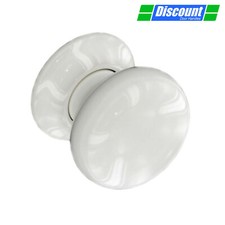 White Ceramic Door Knobs on Rose 56mm Knob Diameter