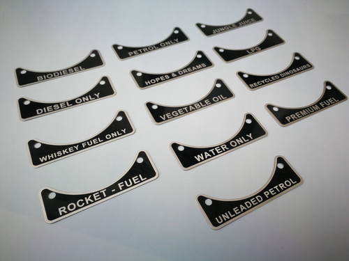 Custom metal fuel - filler, badge