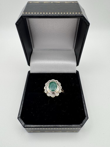 Emerald and diamond cluster - emerald,