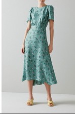 LK BENNETT Boyd Silk Jacquard Rose Print Dress size 14