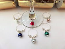 Christmas Bauble Sparkly Diamante Wine Glass Charms Set of 6 - Table Decoration