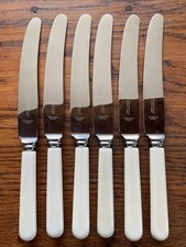 6 Antique Faux Bone Handled Dinner Table Cutlery - Thomas Turner & Co. 9.25”
