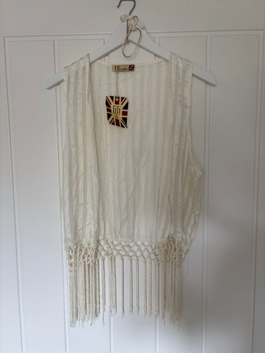 White striped fringe edge - white,