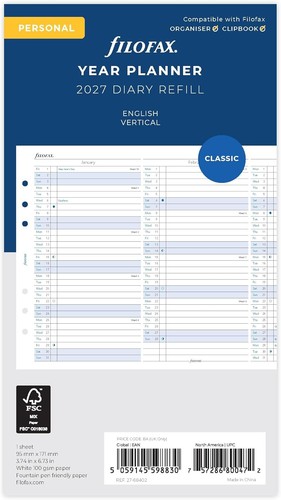 Filofax personal vertical - filofax, year