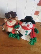 Christmas Reindeer & Snowman  Soft Toys Plush. Talks and wiggles. 