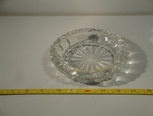 Glass ashtray round faceted - glass,