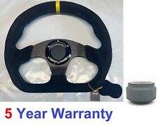 SUEDE D SHAPE 350MM DRIFT STEERING WHEEL FIT FORD CAPRI MK1 MK2 CORTINA ESCORT