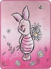 The Pooh Micro Raschel Throw Blanket, 46" x 60", Piglet Flowers