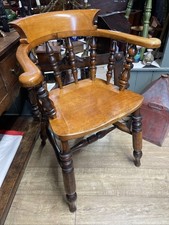 Victorian Elm and Ash Wooden Chair Smokers Bow, Captains Chair