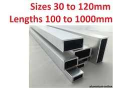 ALUMINIUM RECTANGULAR BOX SECTION 30mm 35mm 40mm 50mm 60mm 120mm 200mm 