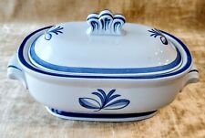 Vintage GEFLE Blatt-Band Pottery CASSEROLE w/LID Handmalad SWEDEN UPSALA
