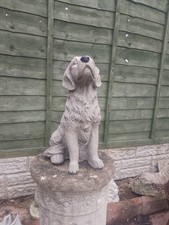 SITTING  STONE GOLDEN RETRIEVER  DOG STATUE  GARDEN PET STATUE SCULPTURE