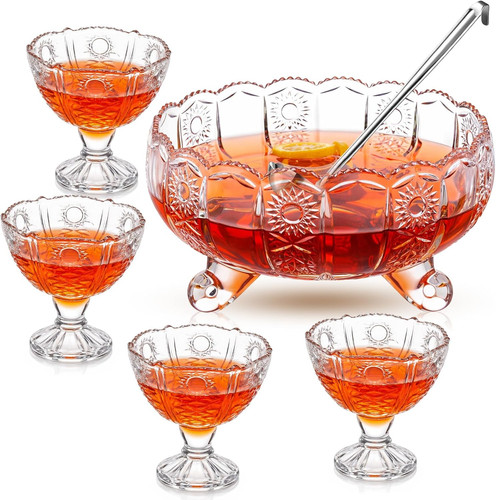 Piece crystal punch bowl - 6,