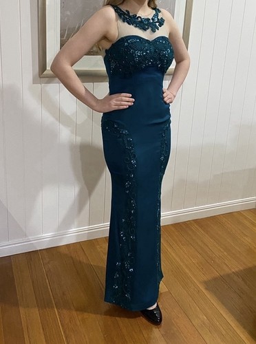 Green beaded sweetheart gown - beaded,