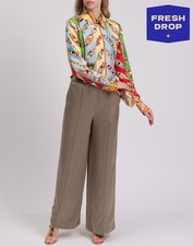 RRP€1200 LOEWE Silk Wide-Leg Trousers Size XS High Waist Made in Italy