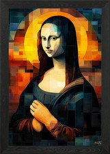 Mona Lisa Stained Glass Mosaic Artw Framed Wall Art Poster Canvas Print Picture