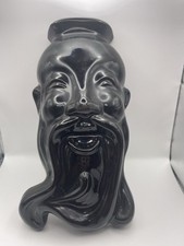 HULL Pottery WALL POCKETS CHINESE MANS HEAD Black Hull 120