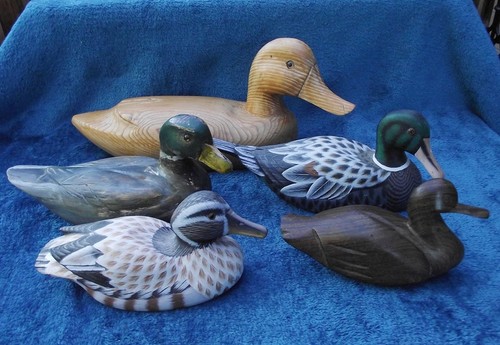 Five wooden decoy - wooden,