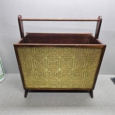 Vintage Wooden Magazine Rack – Decorative Patterned Panels – Good Condition