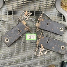 3 Antique Iron Mortise Door Lock Reversible Latch Vintage Old With Key