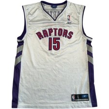 Reebok Toronto Raptors NBA Jersey Men's Large Vince Carter #15 Vintage White