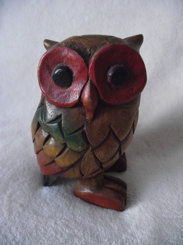 Vintage hand carved - carved, owl