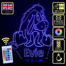 Personalised Winnie the Poohs Eeyore 3D Illusion LED Colour Changing Lamp+remote