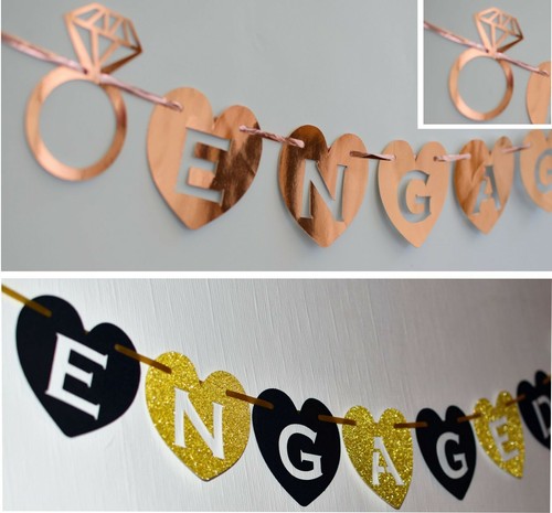Engaged heart banner bunting - engaged,