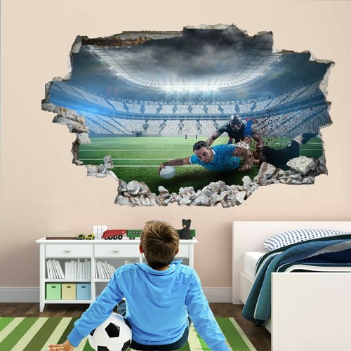 Rugby stadium players wall - rugby, 3d