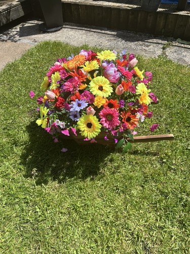 Wooden wheelbarrow planter - wooden,