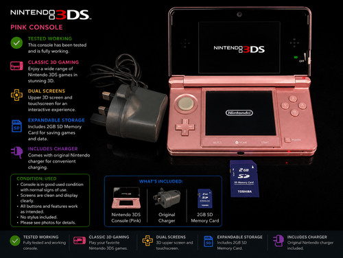 Nintendo 3ds pink console - 3ds,