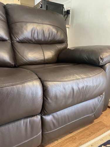 Dark brown leather recliner - dark,