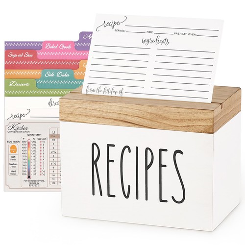 Wooden recipe box white - wooden,