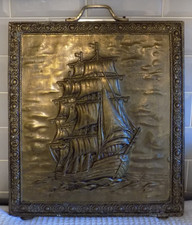 Ship Picture Vintage Brass fire guard screen