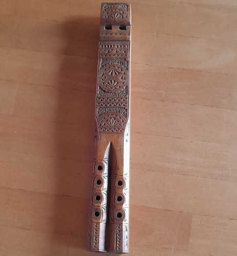 Carved brown wooden fife - brown,