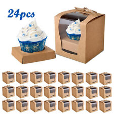 36/60Pcs Brown Individual Cupcake Boxes with window Display Single Cake Boxes