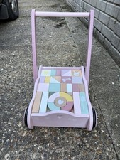 Little Dutch Wooden Pink Trolley Push Along Building Blocks 