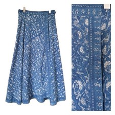 Anokhi East Artisan Indian block print cotton midi skirt boho hippy ethnic s m