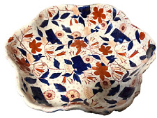 Antique Bowl Dish Hollinshead Kirkham Tunstall England Japanese Fluted Imari
