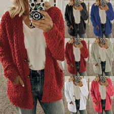 Plus Size Women Ladies Teddy Bear Coat Winter Fleece Cardigan Fluffy Jacket Tops