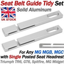 FOR MG MGB MGC MIDGET SPITFIRE GT6 TR6 ALUMINIUM SEAT BELT GUIDE TIDY SET - PAIR