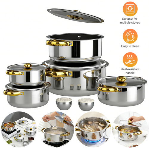 7pcs stainless steel pots - steel,