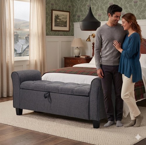 Velvet ottoman chaise - velvet,
