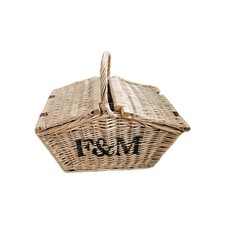 Genuine Large Fortnum & Mason F&M Wicker Hamper Basket Picnic Storage
