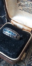 Vintage 1970-s Aquamarine Marcasite 925 Sterling Silver Ring Size UK N, US 6 3/4