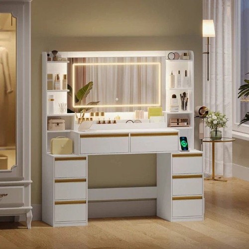 Dressing table with led mirror - with,