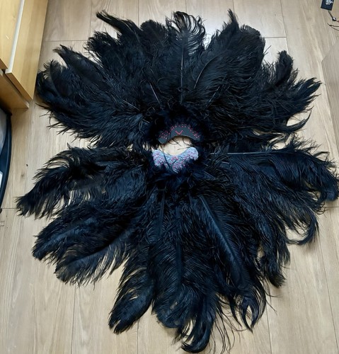 Pair black ostrich feather - of,