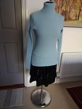 DALKEITH HAWICK SCOTTISH CASHMERE ROLL NECK BLUE ROLL NECK JUMPER UK 12 PRINGLE