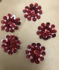 Pack Of 5 Silver RED Beaded